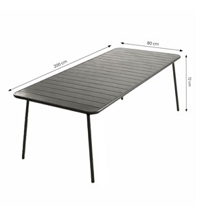 Bergame table de jardin 8-10 places 200cm gris foncé
