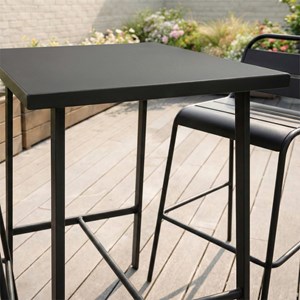 Bergame ensemble table de bar et 2 chaises hautes d'extérieur gris foncé
