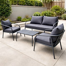 Bergame salon de jardin 4 places gris foncé