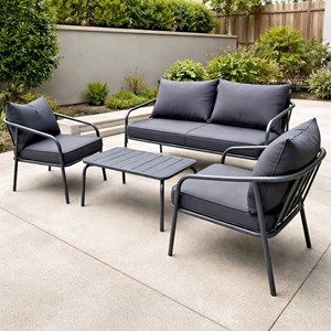 Bergame salon de jardin 4 places gris foncé