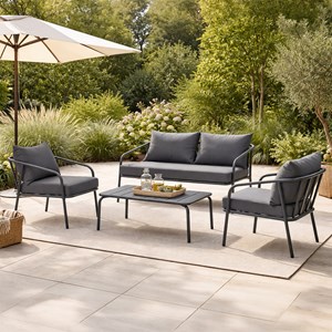 Bergame salon de jardin 4 places gris foncé