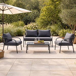 Bergame salon de jardin 4 places gris foncé