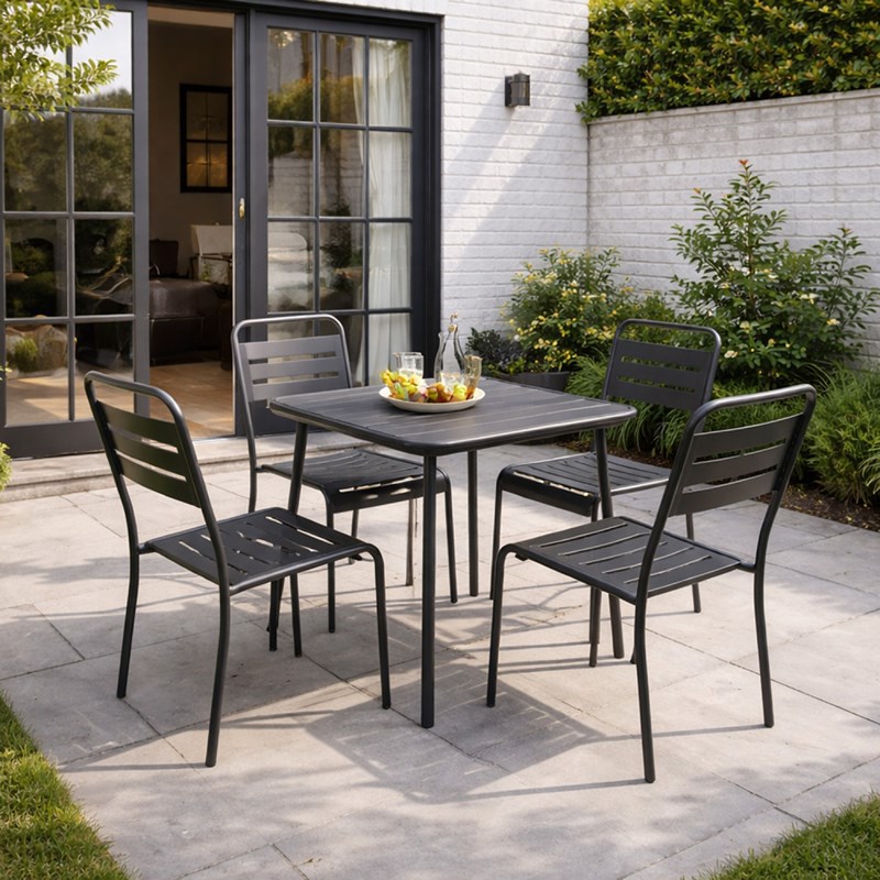Bergame ensemble table de jardin carrée 70cm et 4 chaises