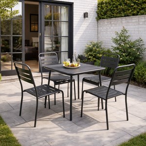 Bergame ensemble table de jardin carrée et 4 chaises