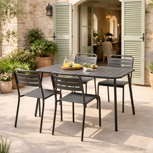 Bergame ensemble table de jardin 120 cm et 4 chaises
