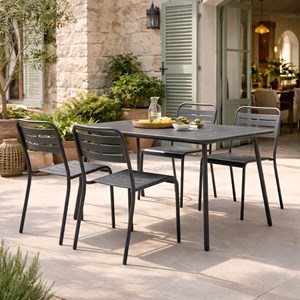 Bergame ensemble table de jardin 120 cm et 4 chaises