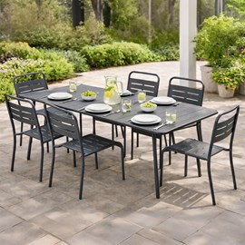 Bergame ensemble table de jardin 160 cm et 6 chaises