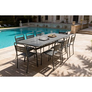 Bergame ensemble table de jardin 200 cm et 8 chaises