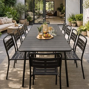 Bergame ensemble table de jardin 200 cm et 8 chaises