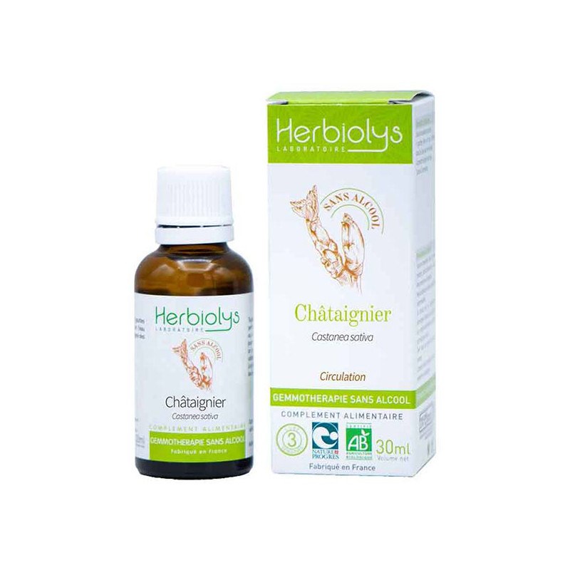 Herbiolys - Macérat de bourgeon sans alcool de châtaignier bio - circulation