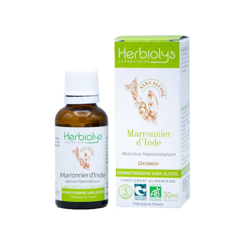 Herbiolys - Macérat de bourgeon sans alcool de marronnier d'inde bio - circulation