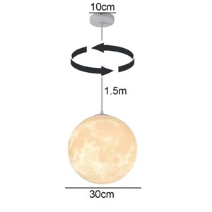Plafonnier lune 3d moovymoon auto-rotati