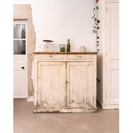 Buffet de campagne en bois patiné beige n°729