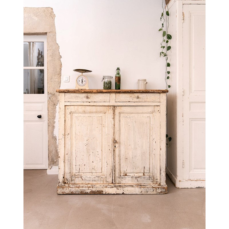 Buffet de campagne en bois patiné beige n°729