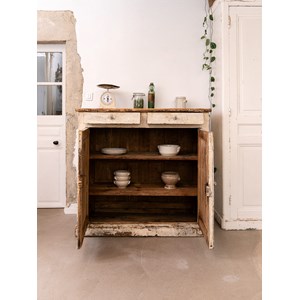 Buffet de campagne en bois patiné beige n°729