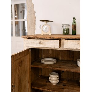 Buffet de campagne en bois patiné beige n°729