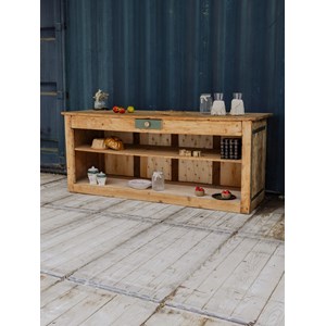 Grand comptoir ancien en bois n°727