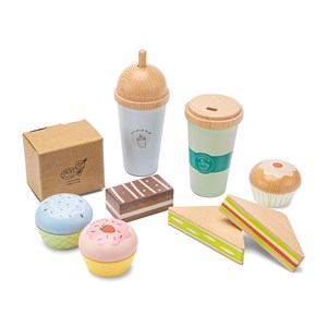 Ensemble de jeu avec café à emporter