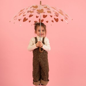 Parapluie cœurs marron
