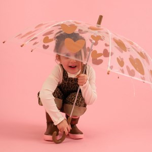 Parapluie cœurs marron