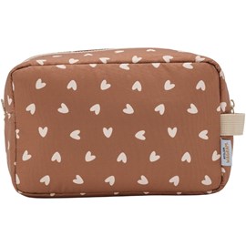 Trousse de toilette cœurs beige