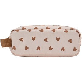 Trousse simple cœurs marron