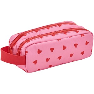 Trousse double cœurs rouges