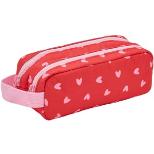 Trousse double cœurs roses