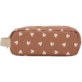 Trousse double cœurs beige