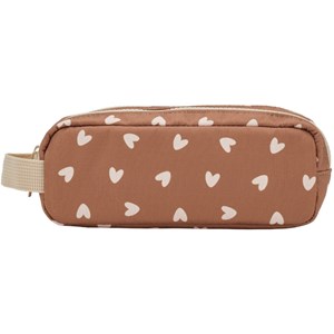 Trousse double cœurs beige