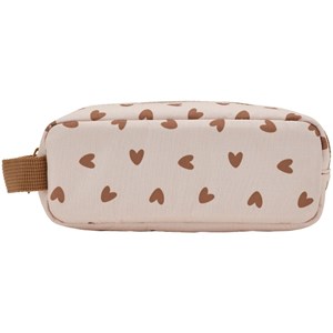 Trousse double cœurs marron