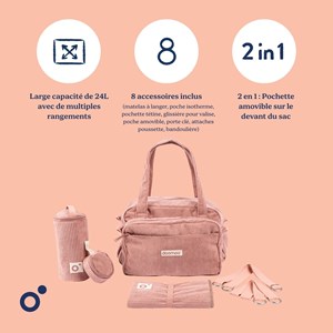 Sac à langer fluffy doomoo corduroy pink