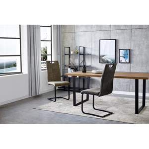 Gardner-chaise microfibre marron foncé pieds métal noir (x2)