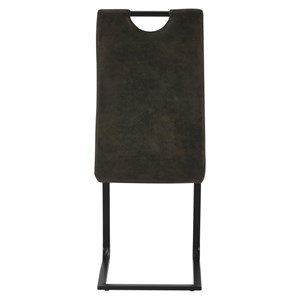 Gardner-chaise microfibre marron foncé pieds métal noir (x2)