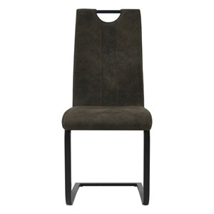 Gardner-chaise microfibre marron foncé pieds métal noir (x2)