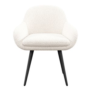 Cancun-chaise en tissu bouclette ecru et pieds métal noir (x2)