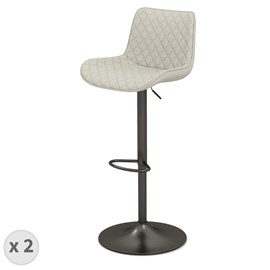Dino-tabouret de bar en tissu beige (x2)