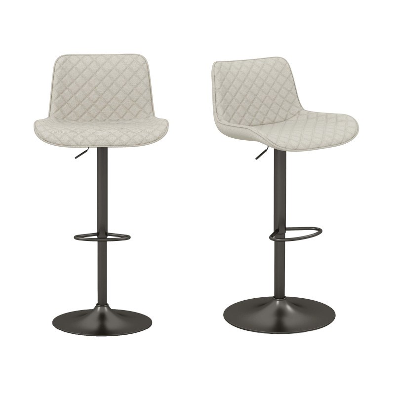 Dino-tabouret de bar en tissu beige (x2)