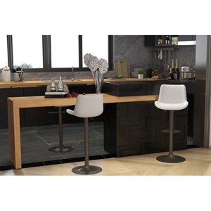 Dino-tabouret de bar en tissu beige (x2)