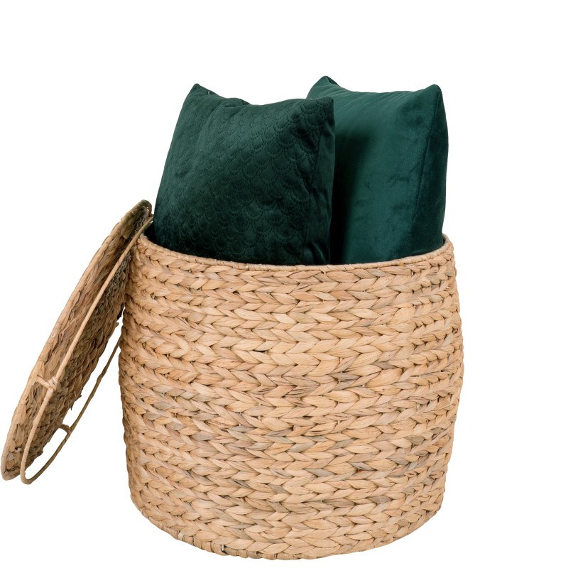 Abaca-table d'appoint avec rangement en jacinthe d'eau ø43