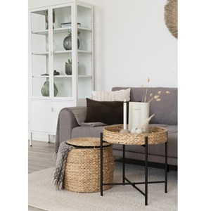 Abaca-table d'appoint avec rangement en jacinthe d'eau ø43