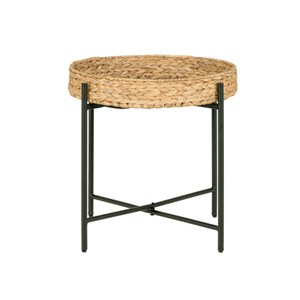 Abaca-table d'appoint en métal et jacinthe d'eau ø50