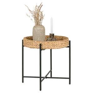 Abaca-table d'appoint en métal et jacinthe d'eau ø50