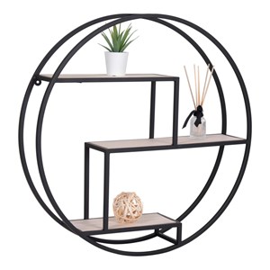 Feel- étagère murale ronde en acier et bois naturel ø62 cm