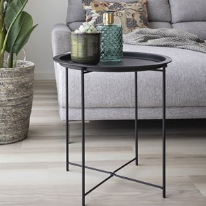 Fin-table d'appoint en acier noir ø47 cm