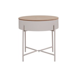 Jery- table d'appoint en acier beige et bois naturel ø40 cm