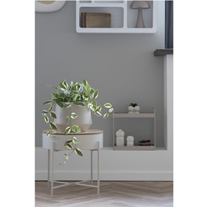 Jery- table d'appoint en acier beige et bois naturel ø40 cm