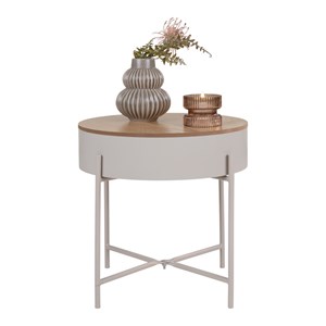 Jery- table d'appoint en acier beige et bois naturel ø40 cm