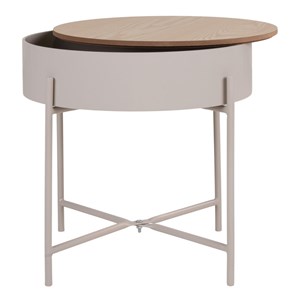 Jery- table d'appoint en acier beige et bois naturel ø40 cm