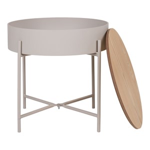 Jery- table d'appoint en acier beige et bois naturel ø40 cm
